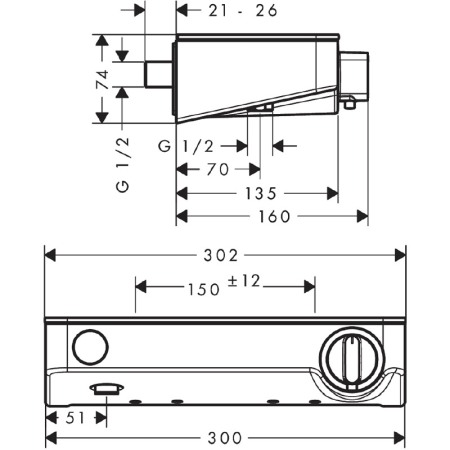 Baterie termostatata Hansgrohe, ShowerTablet Select 300, Crom [1]
