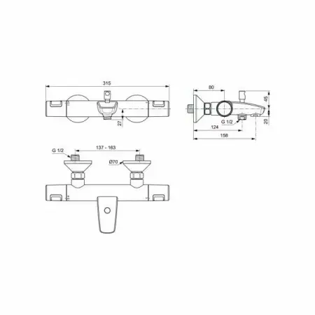 Baterie termostatica pentru cada Ideal Standard Ceratherm T25 [1]