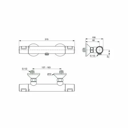Baterie termostatica pentru dus Ideal Standard Ceratherm T25 [1]