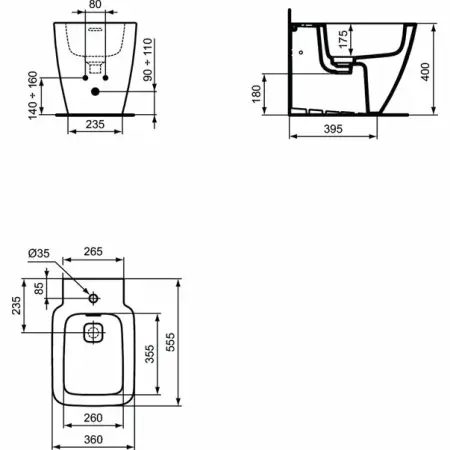 Bideu pe padoseala Ideal Standard Strada II BackToWall [3]