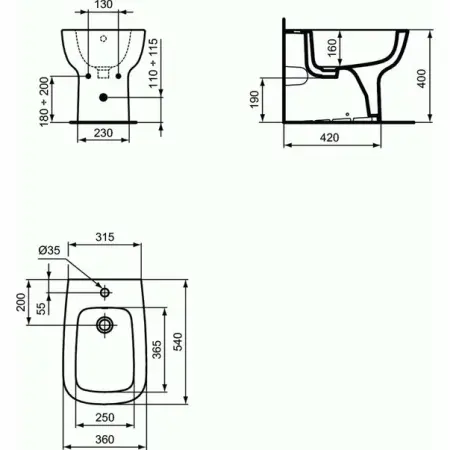 Bideu pe pardoseala BTW Ideal Standard Esedra [1]
