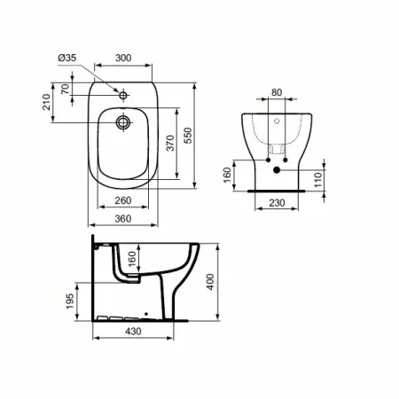 Bideu pe pardoseala BTW Ideal Standard Tesi [1]