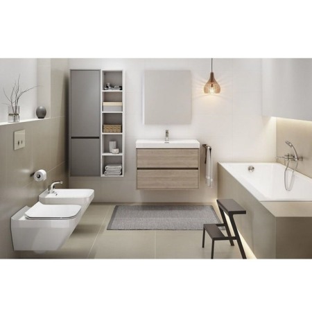 Bideu suspendat Cersanit, Crea, rectangular, fixare ascunsa, alb [2]