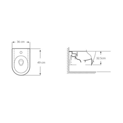Bideu suspendat Fluminia Ricci cu fixare ascunsa 36 x 49 cm alb [3]