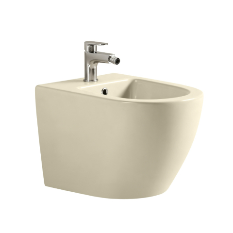 Obiecte Sanitare - Bideu suspendat Fluminia, Ricci, cu fixare ascunsă, 49 x 36 cm, cappuccino