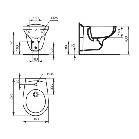 Bideu suspendat Ideal Standard Eurovit, V493101 [2]