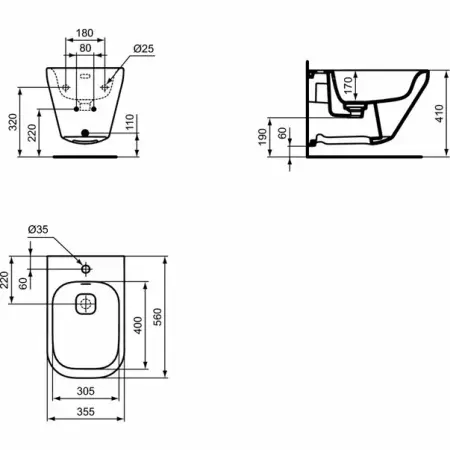 Bideu suspendat Ideal Standard Tonic II alb lucios [2]