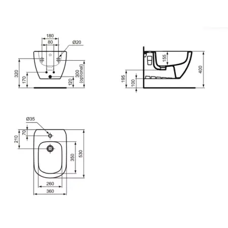 Bideu suspendat negru mat Ideal Standard Tesi [2]