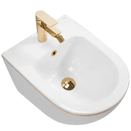 Bideu suspendat Rea Carlo Mini Gold Edge alb - auriu [2]