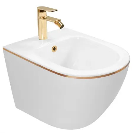 Bideuri suspendate - Bideu suspendat Rea Carlo Mini Gold Edge alb - auriu