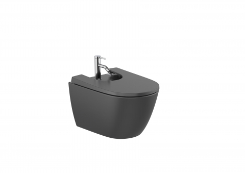 Bideuri suspendate - Bideu suspendat Roca Ona 36x53 cm capac inclus negru mat