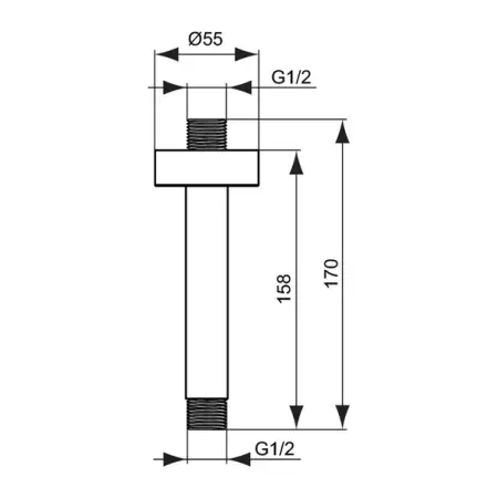 Brat de dus negru mat Ideal Standard IdealRain 15 cm cu montare pe tavan [1]