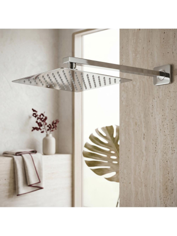 Brat de dus patrat Rea JS-9022 crom 405mm inox montaj perete [2]