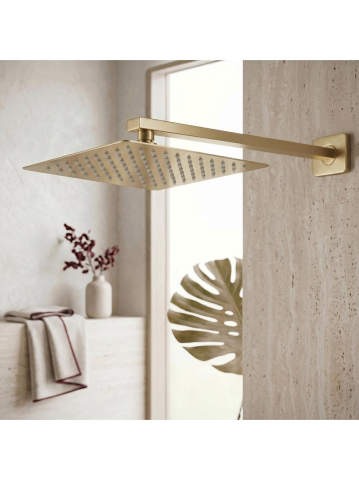 Brat dus patrat Rea JS-9022BG 40cm auriu periat inox montaj perete [2]