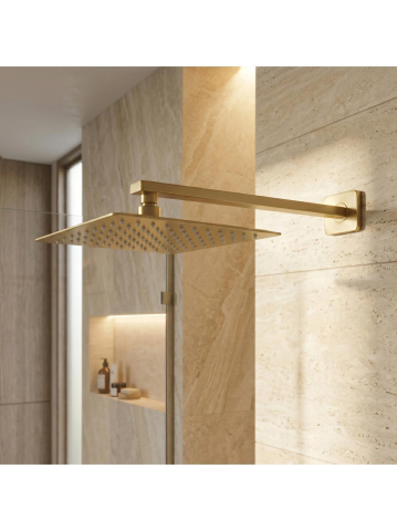 Brat dus patrat Rea JS-9022BG 40cm auriu periat inox montaj perete [4]