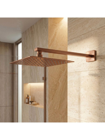 Brat de dus patrat Rea JS-9022BRG cupru periat 405mm inox montaj perete [3]