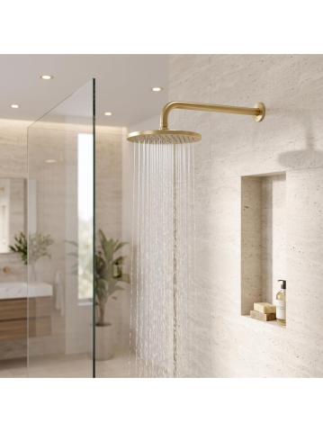 Brat dus rotund Rea JS-9021 40cm auriu periat inox montaj perete [2]