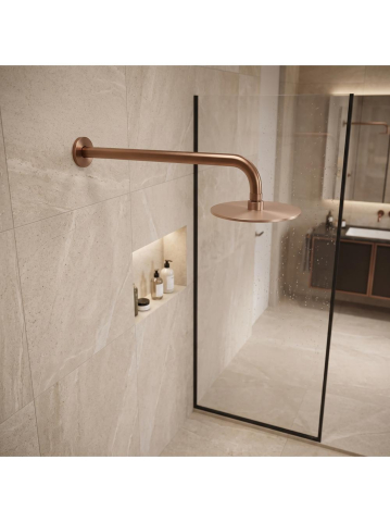 Brat dus rotund Rea JS-9021 40cm cupru periat inox montaj perete [3]