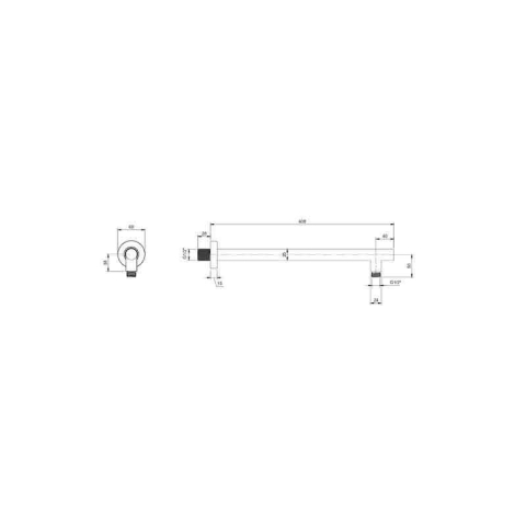 Braț de duș Villeroy&Boch, Universal Showers, rotund, 40 cm, brushed nickel [5]