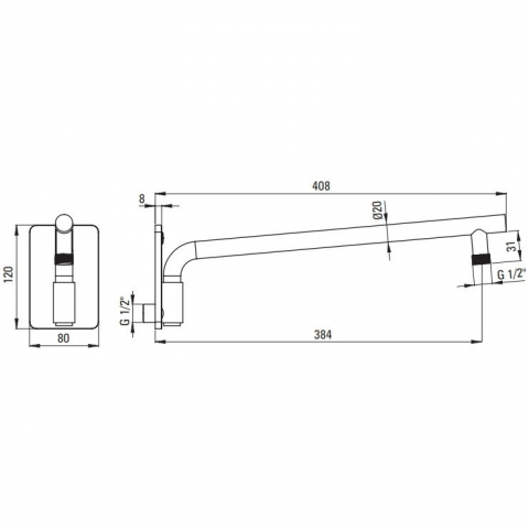 Brat dus fix Deante 41 cm, auriu [1]