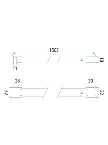 Brat fixare paravan dus 150 cm Rea negru mat aluminiu [9]
