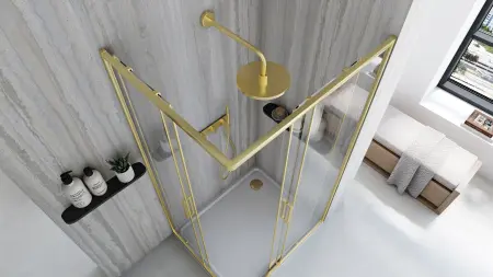 Cabina de dus City Auriu Periat cu cadita Savoy 80x100cm, Rea [4]