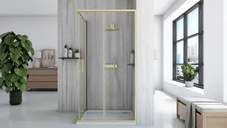 Cabina de dus City Auriu Periat cu cadita Savoy 80x100cm, Rea [2]