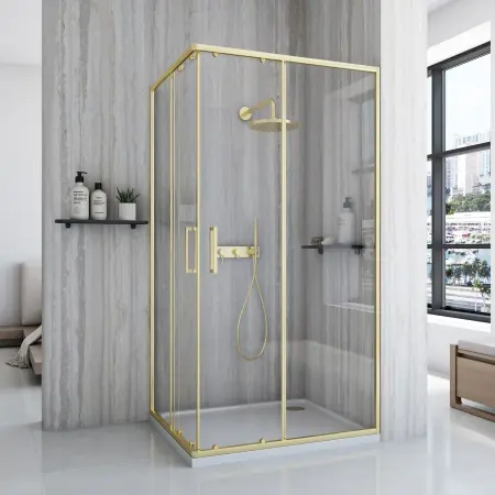 Cabina de dus City Auriu Periat cu cadita Savoy 80x100cm, Rea [1]