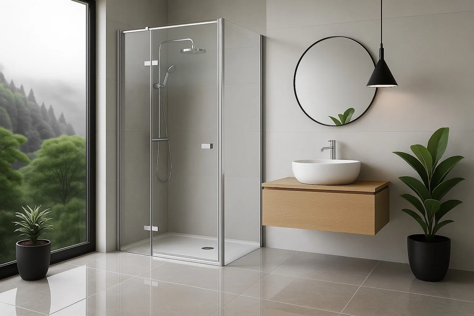 Cabina de dus cu usa batanta stanga Rea Atlas 80 x 80 cm crom [1]