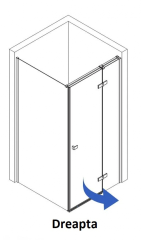 Cabina de dus cu usa batanta dreapta Rea Atlas 80 x 80 cm crom [4]