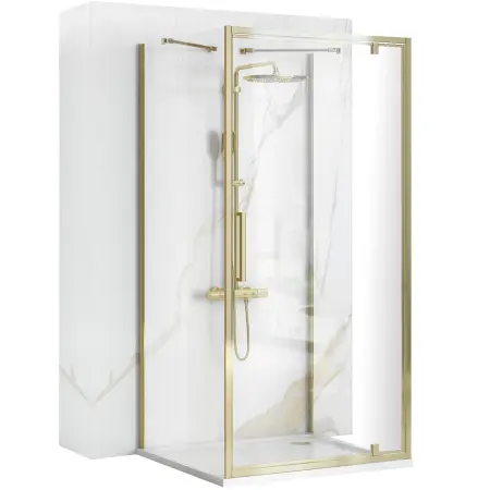 Cabine dus - Cabina de dus de colt Rapid Swing Auriu 90x100cm, Rea