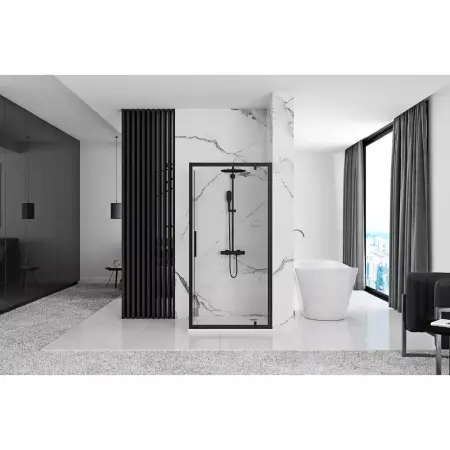 Cabina de dus de colt Rapid Swing Negru 120x90cm, Rea [2]