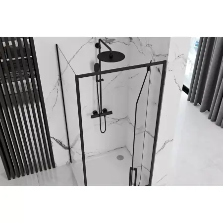 Cabina de dus de colt Rapid Swing Negru 120x90cm, Rea [3]