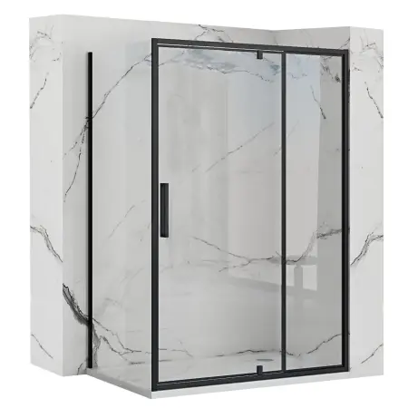 Cabina de dus de colt Rapid Swing Negru 80x90cm, Rea [1]