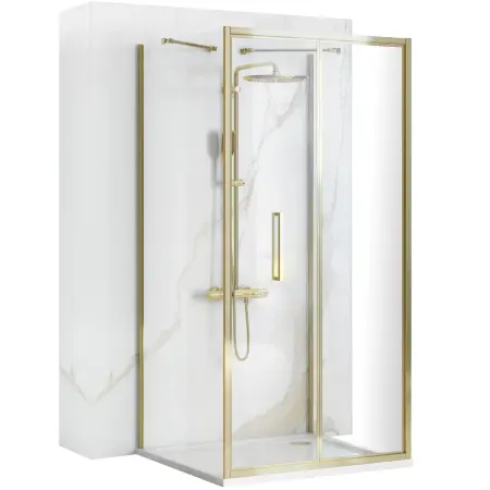 Cabine dus - Cabina de dus de perete Rapid Fold Auriu 90x80cm, Rea