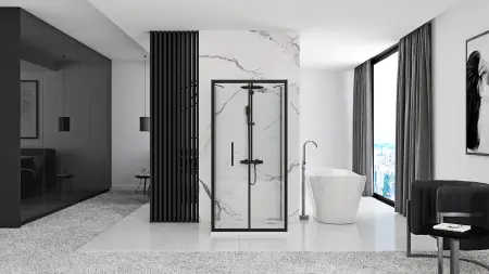 Cabina de dus de perete Rapid Fold Negru 100x90cm, Rea [3]