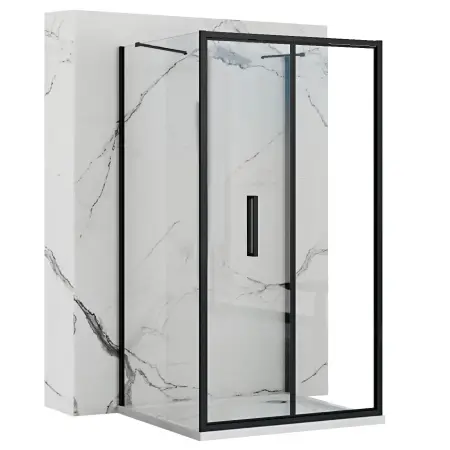Cabine dus - Cabina de dus de perete Rapid Fold Negru 90x100cm, Rea