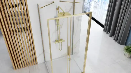 Cabina de dus de perete Rapid Slide Auriu 130x90cm, Rea [4]