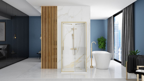 Cabina de dus de perete REA Rapid Slide 130 x 80 cm auriu periat [3]