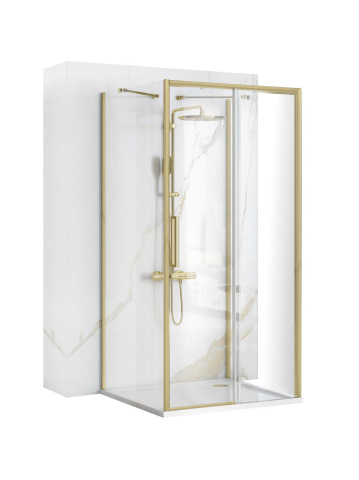 Cabine de dus dreptunghiulare - Cabina de dus de perete REA Rapid Slide 130x100 cm auriu periat