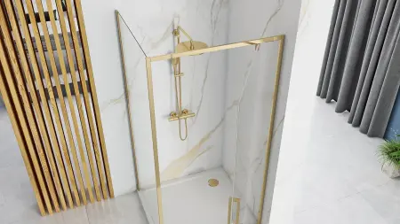 Cabina de dus dreptunghiulara cu usa batanta Rea Rapid Swing 100x100 auriu [4]