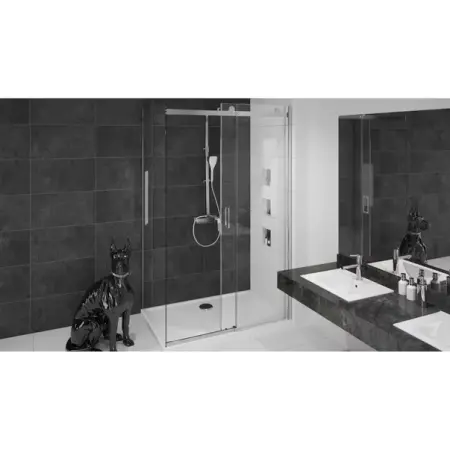 Cabina de dus dreptunghiulara cu usa glisanta Rea Nixon 90x130 crom dreapta [2]