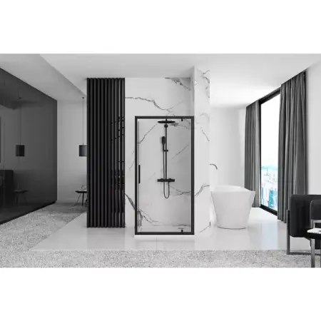 Cabina de dus dreptunghiulara cu usa pivotanta Rea Rapid Swing 100x80 negru [2]