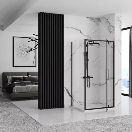 Cabina de dus dreptunghiulara cu usa pivotanta Rea Rapid Swing 100x80 negru [1]