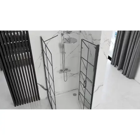 Cabina de dus dreptunghiulara cu usa pliabila Rea Molier 100x80 negru [2]