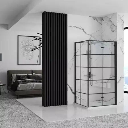 Cabina de dus dreptunghiulara cu usa pliabila Rea Molier 100x90 negru [1]