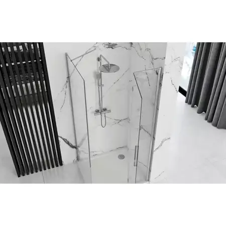 Cabina de dus dreptunghiulara cu usa pliabila Rea Molier 80x90 crom [2]