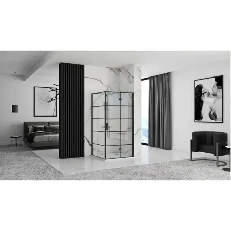 Cabina de dus dreptunghiulara cu usa pliabila Rea Molier 90x80 negru [3]
