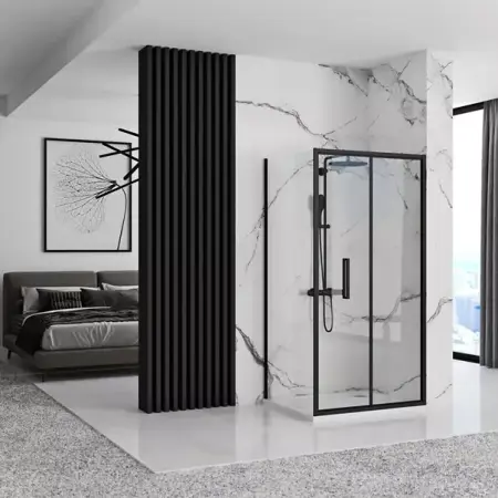 Cabine dus - Cabina de dus dreptunghiulara cu usa pliabila Rea Rapid Fold 100x80 negru