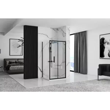 Cabina de dus dreptunghiulara cu usa pliabila Rea Rapid Fold 100x80 negru [2]